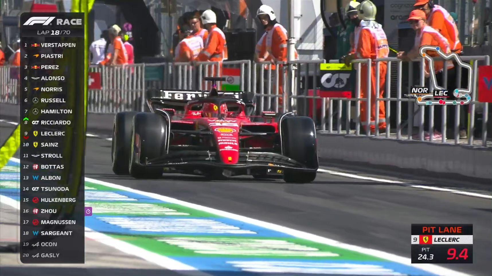 包含红牛车队翻盘法拉利，诺里斯点燃赛场的词条